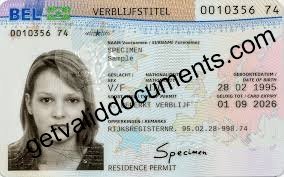Official Belgian residence permit card with biometric data