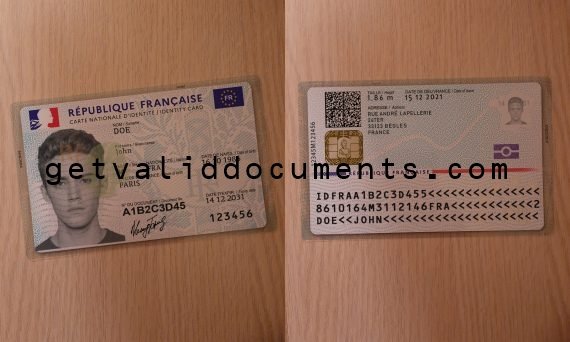 Official French National ID Card with biometric chip and full registration