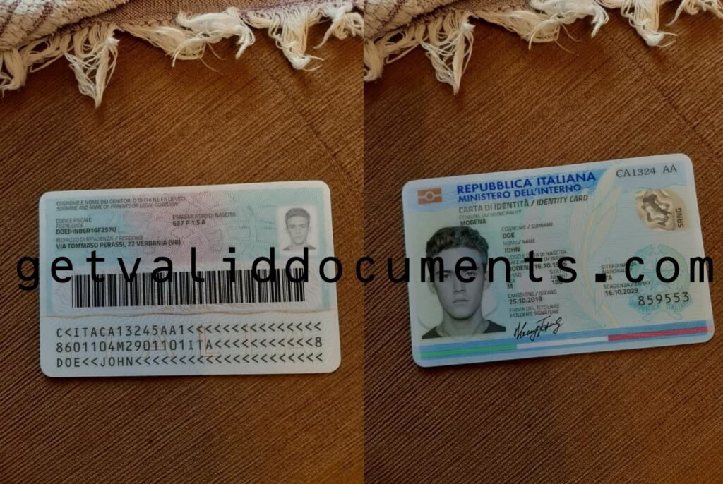 Official Italian ID card with biometric data and chip