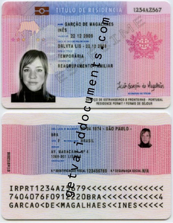 Order Portuguese Citizen Card back side with hologram and security details