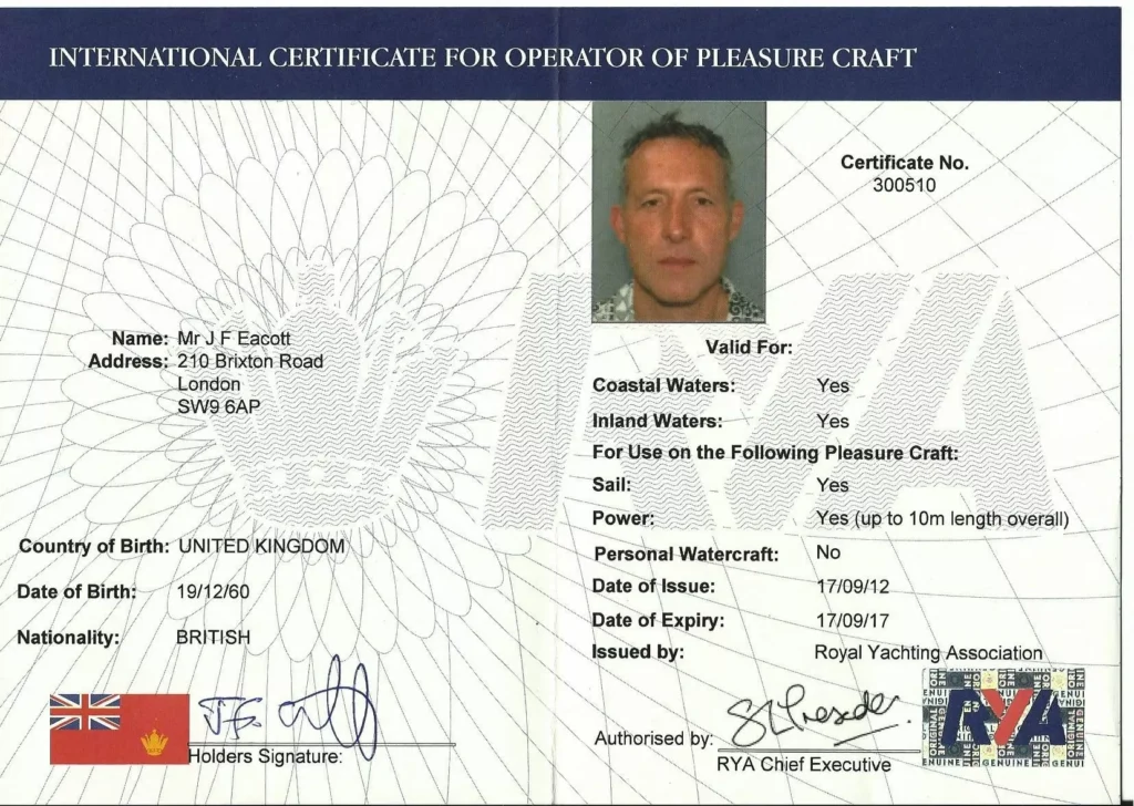 International Certificate of Competence for EU sailors
