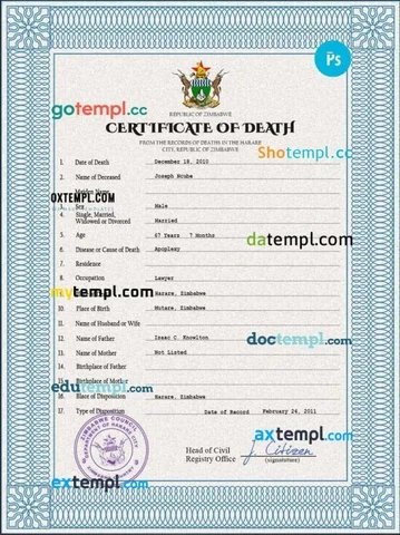 Alt Text: Genuine registered death certificate online for fast delivery