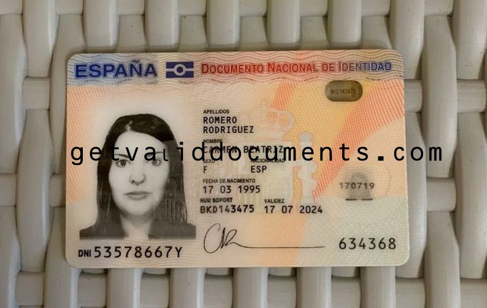 Alt Text: Buy Spanish DNI card online – Documento Nacional de Identidad Spain front view