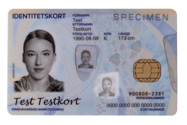 "Authentic Sweden National ID Card with biometric features"