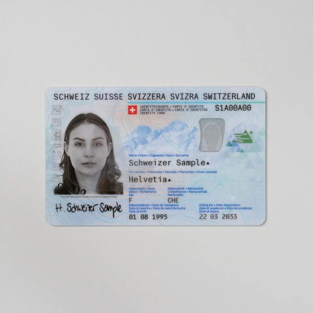 Authentic Switzerland identity card with official registration