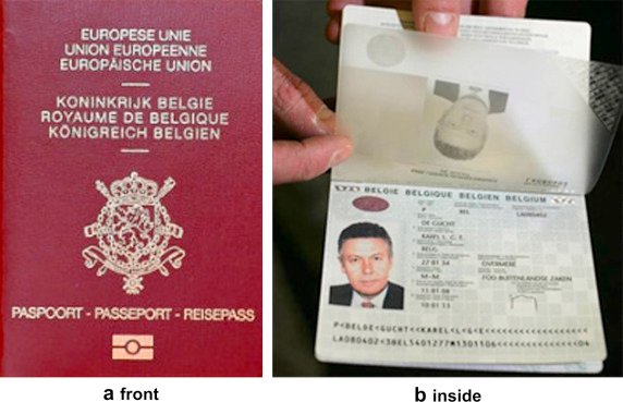 Biometric verification of Belgian passport at airport